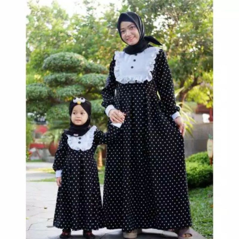 GAMIS COUPLE IBU ANAK/GAMIS POLKADOT/GAMIS MOTIF POLKADOT/GAMIS IBU ANAK
