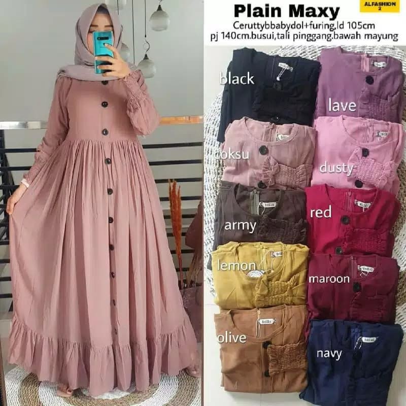 Plain Maxi Dress/Pakaian Wanita