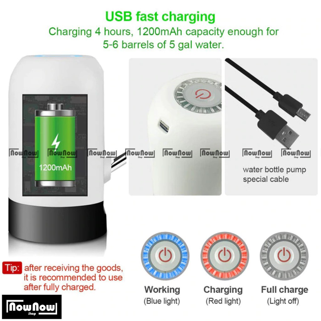 Pompa Air Galon Elektrik Portabel Recharge Able Dispenser Mini USB Charge Smart Button