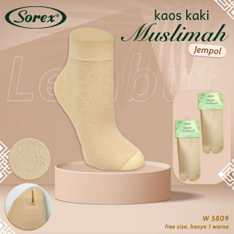 Kaos Kaki Muslimah Sorex W5801 W5802 W5809 Ukuran Pendek atas Pergelangan Kaki Bahan Anti Slip-W5809(low)