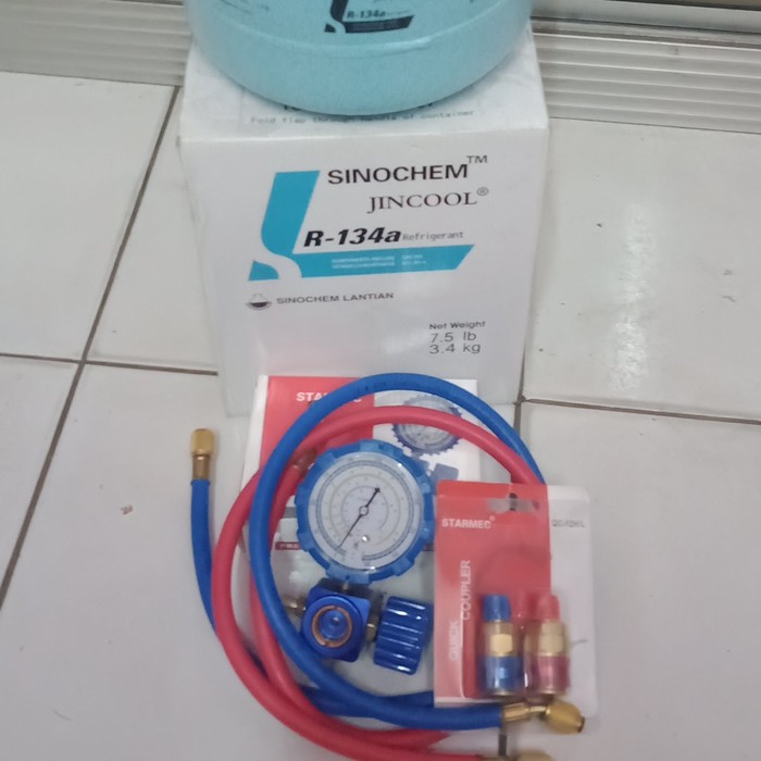 Paket isi freon AC mobil anda R134a 3,4 Kg Jincool tabung kecil glass