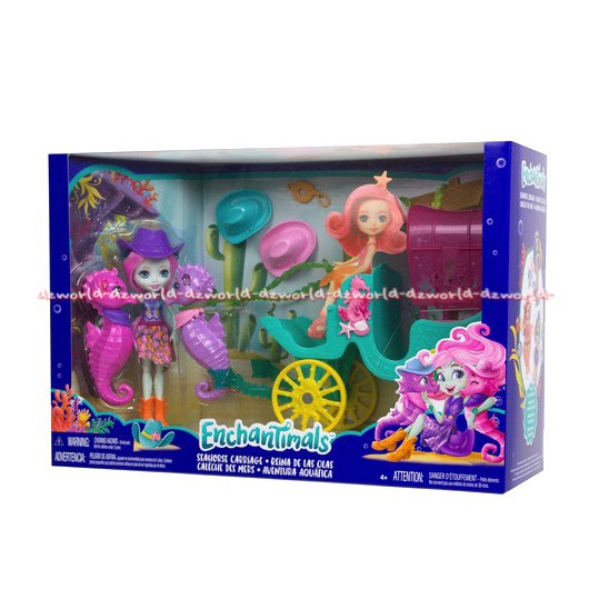 Enchantimals Seahorse Carriage Reina De Las Olas Mainan Boneka Karakter Enchantimal Set