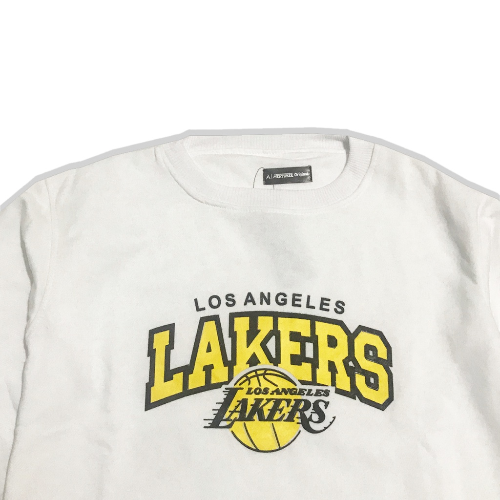 Crewneck Nike Lakers White Black Sweathshirt Pria Wanita