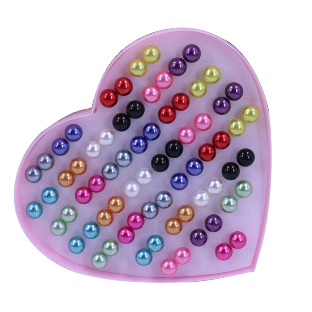 Hu Hu Hu Hu Hu Alat Bantu Pasang Kacamata♡ 36 Pasang Anting Tusuk Aksen Mutiara Imitasi Bahan Stainless Steel Warna-Warni Untuk Wanita
