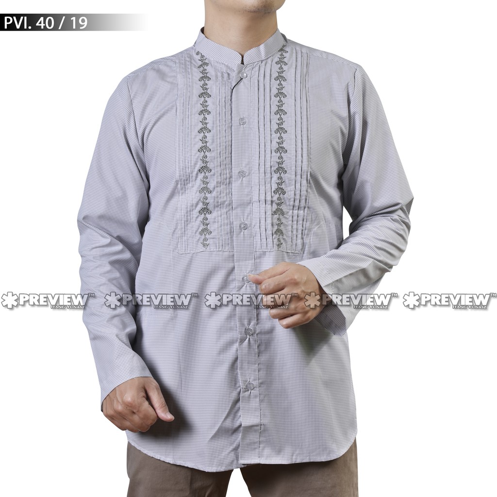 Preview Baju koko Itang Yunasz Infinite Panjang Gray Karisma