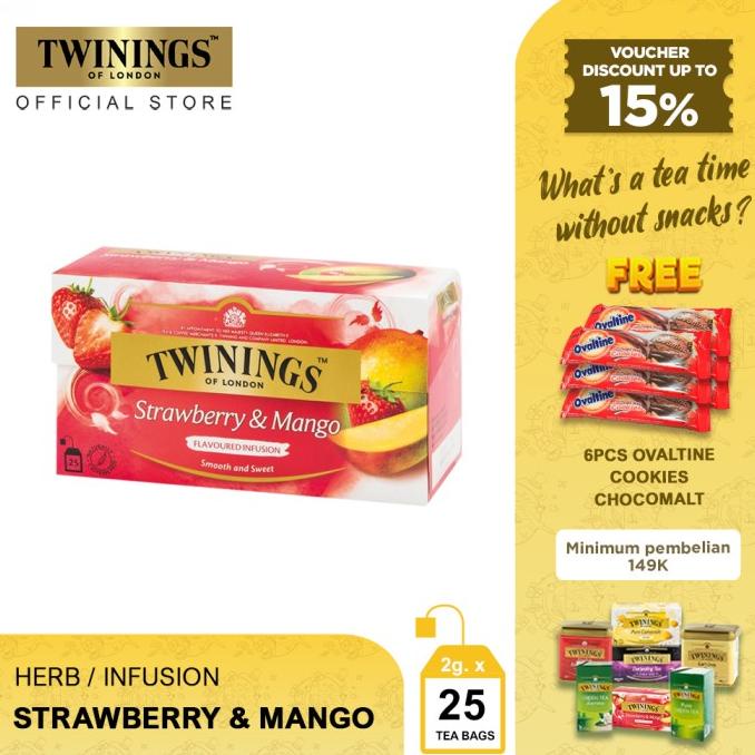 

[ COD ] Twinings Teh Celup Strawberry & Mango Asia 25x2gr LIMITED EDITION Kode 1290