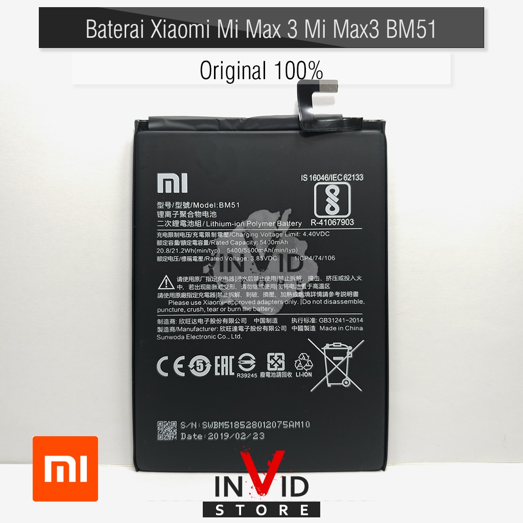 Baterai Xiaomi Mi Max 3 Mi Max3 BM51