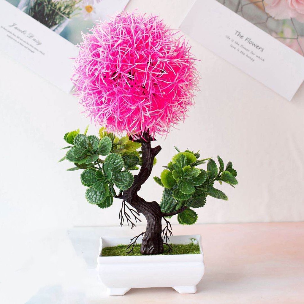 AM570 Bunga Plastik / Pajangan Bunga Artifisial / Vas Petak-Pink