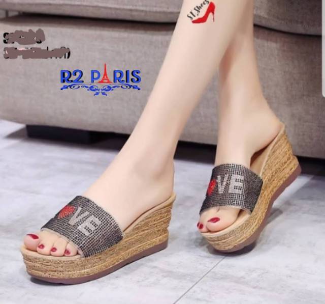 ZPT-Sandal wedges fashion love wanita OF-61