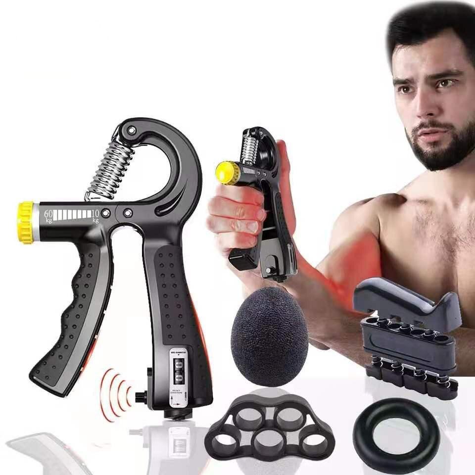 Set Hand Grip 5 in1 Finger Alat Latihan Otot Tangan Digital Strength Mechanical Counting 5in1