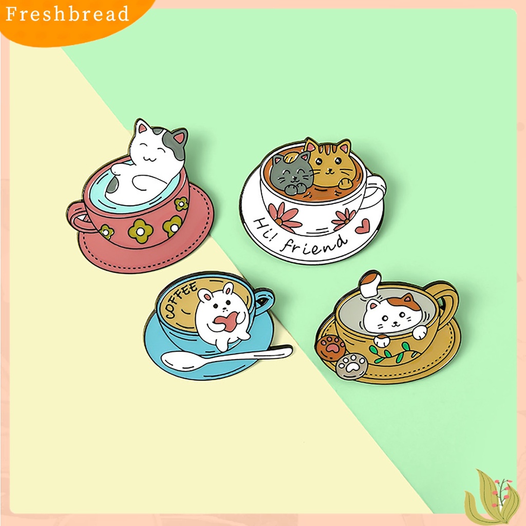 Terlaris Cartoon Cat Coffee Cup Brooch Bag Hats Lapel Enamel Paint Pin Garment Badge Gift