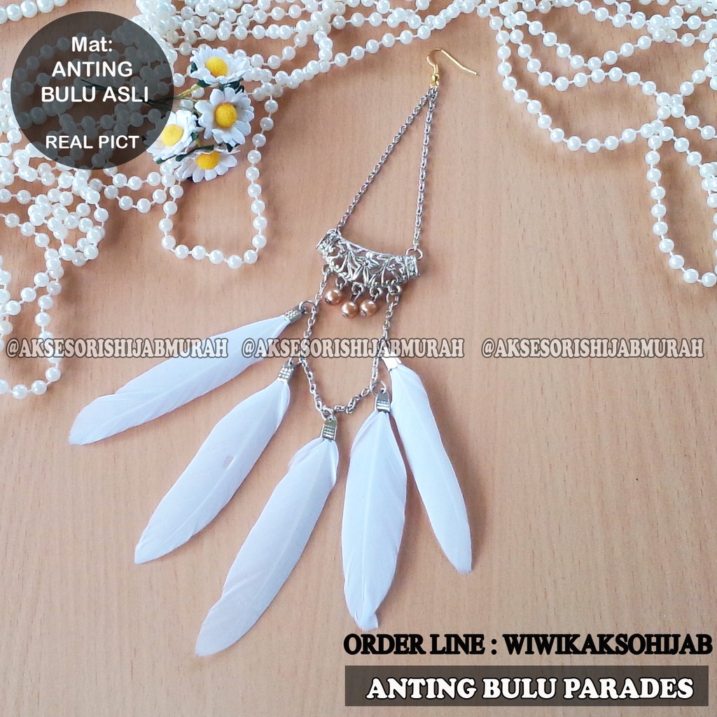 ANTING BULU ASLI PARADES BROS ANTING HIJAB JILBAB MUTIARA