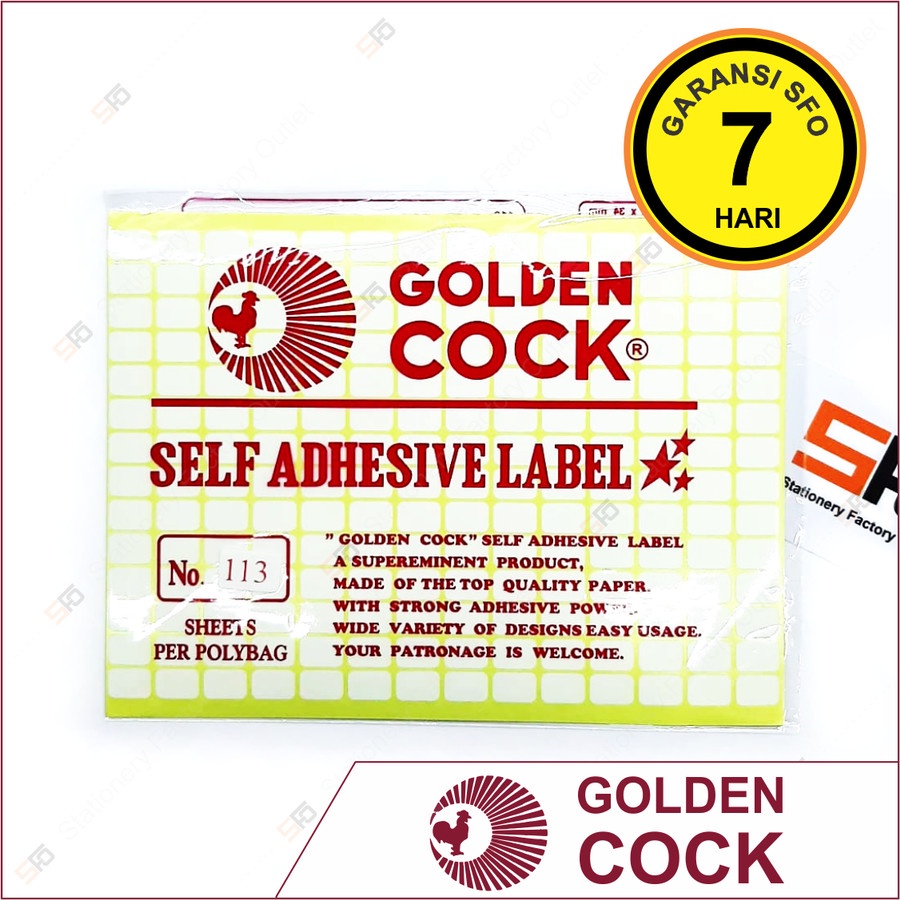 

Label Sticker Golden Cock 113 - 9 x 13 mm - SFO Semarang Official