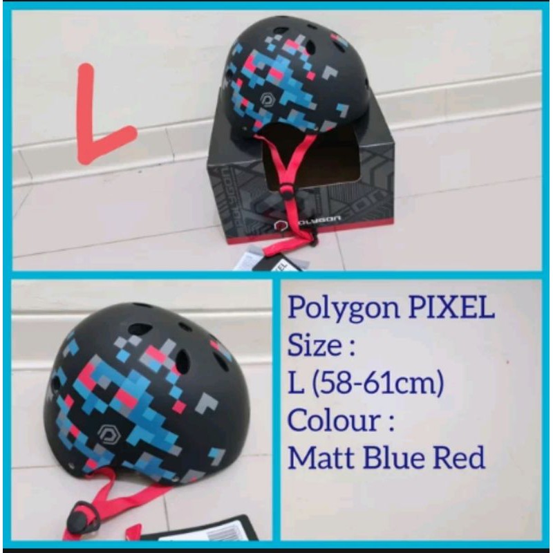 Helm Polygon Pixel Size L Warna Matt Blue Red - Helmet Sepeda Model Batok helm bersepeda helmet bicycle