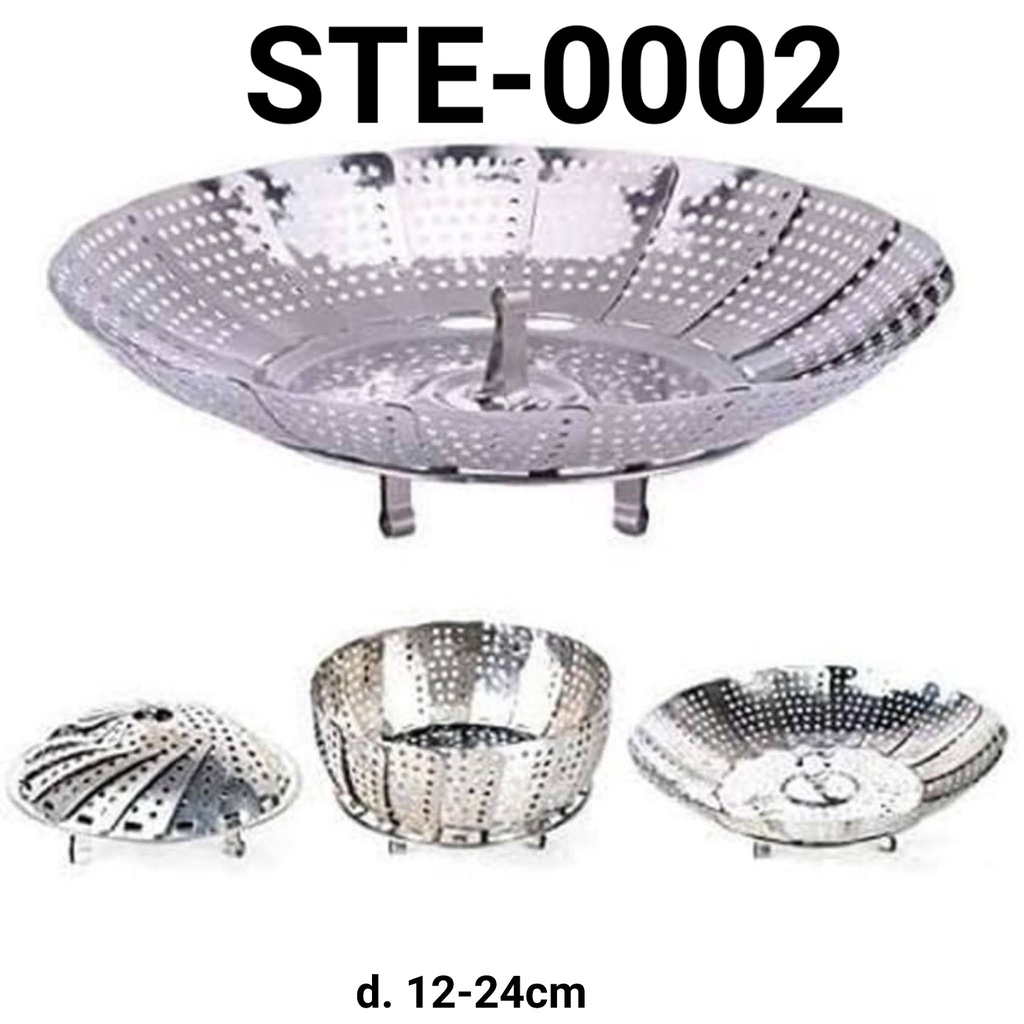 STE-0002 Steamer lipat piring kukus alat kukus lipat stainless steel