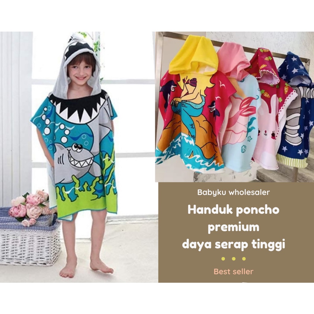 Handuk ponco berenang anak/ handuk jubah anak / handuk hoodie anak