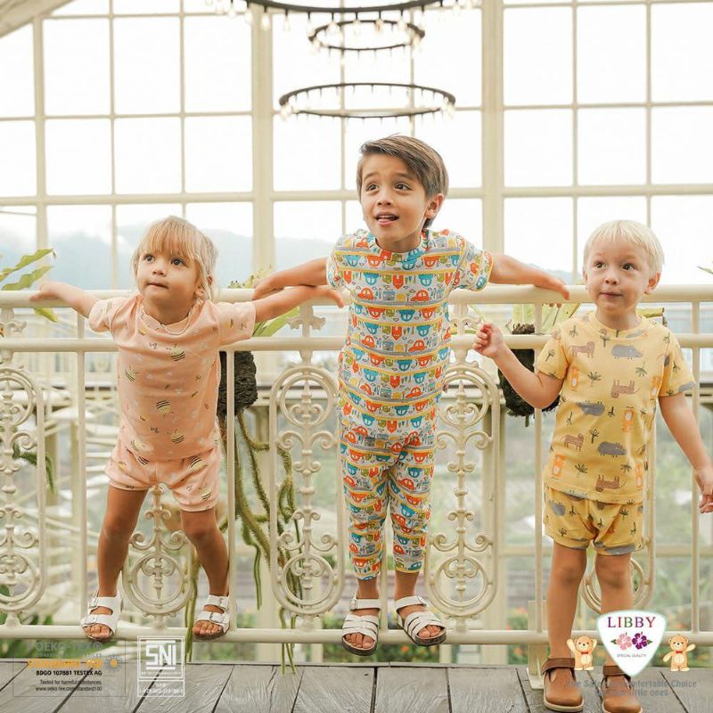 LIBBY OBLONG TIPIS HARIAN BOY &amp; GIRL GARDEN BY THE JOY BAJU PENDEK CELANA PANJANG