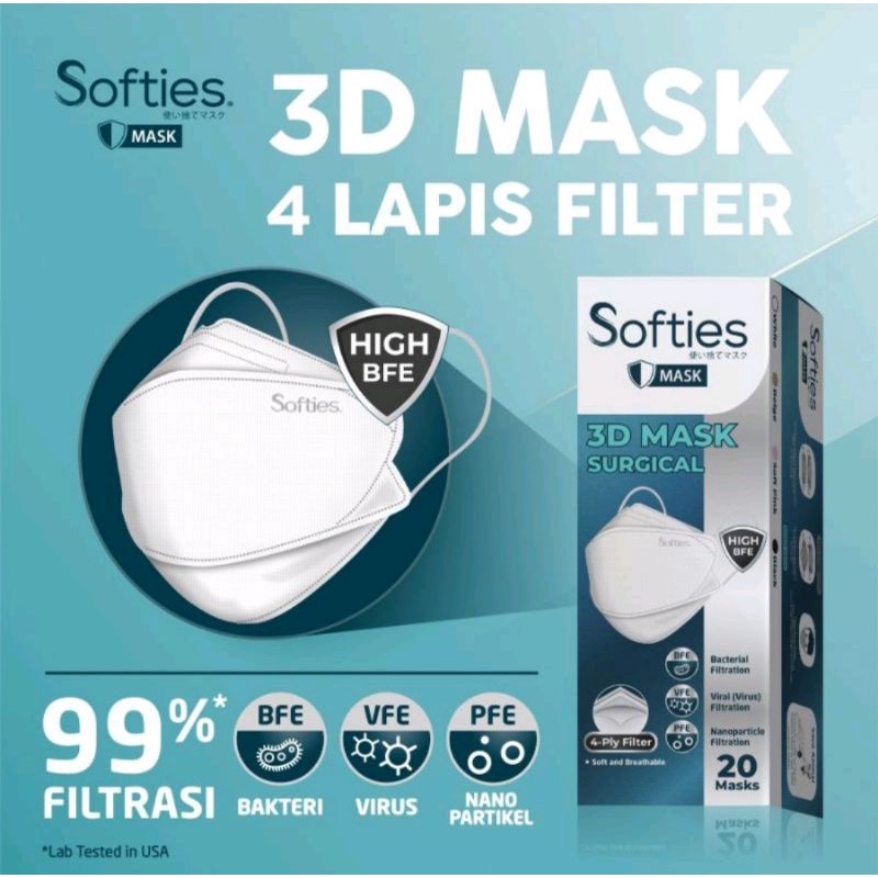 Softies 3D mask Surgical 4 ply|Softies 3D JAPAN|Masker evo | Masker KF94 KF 94 | MASKER 4 LAPIS