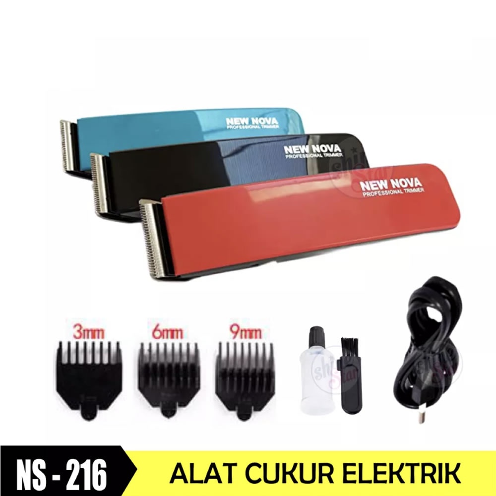 Alat Cukur Rambut Elektrik Charger NEW NOVA NS 216 Alat Cukur Jenggot dan Kumis Pria Elektrik Rechargeable - Hair Clipper Rambut Hair Trimmer / Cukuran Rambut 1 Set