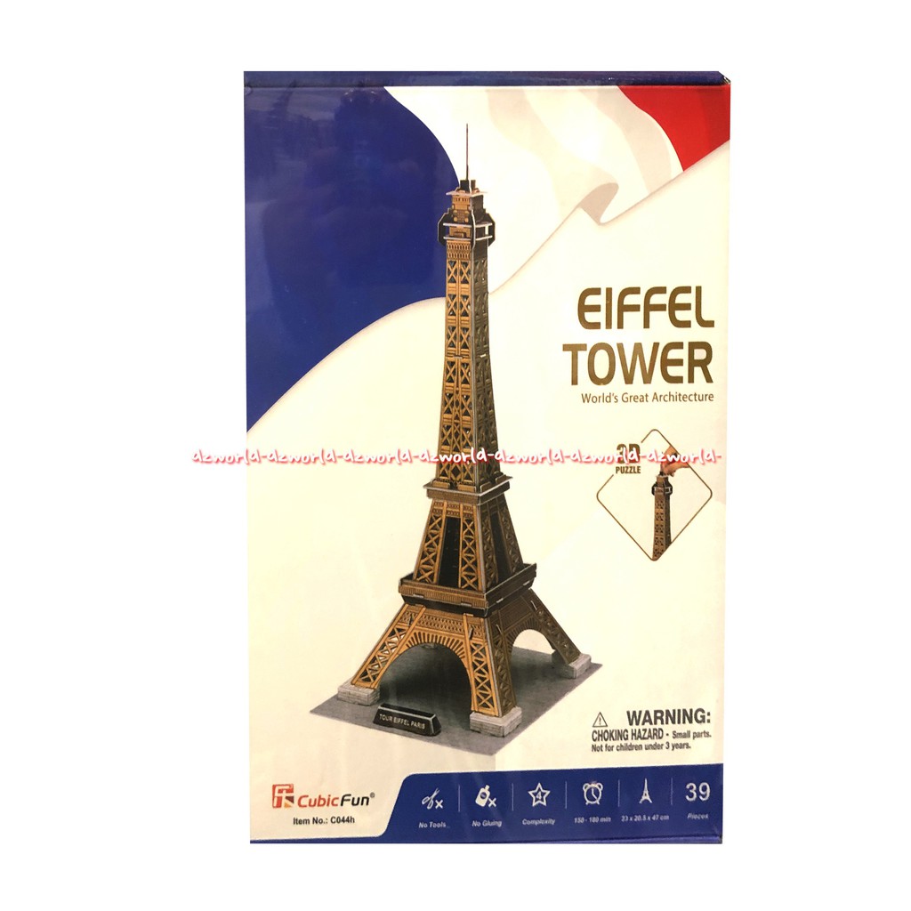 CubicFun Eiffel Tower 3D Puzzle Menara Eiffel Paris 39 pcs Mainan Susun