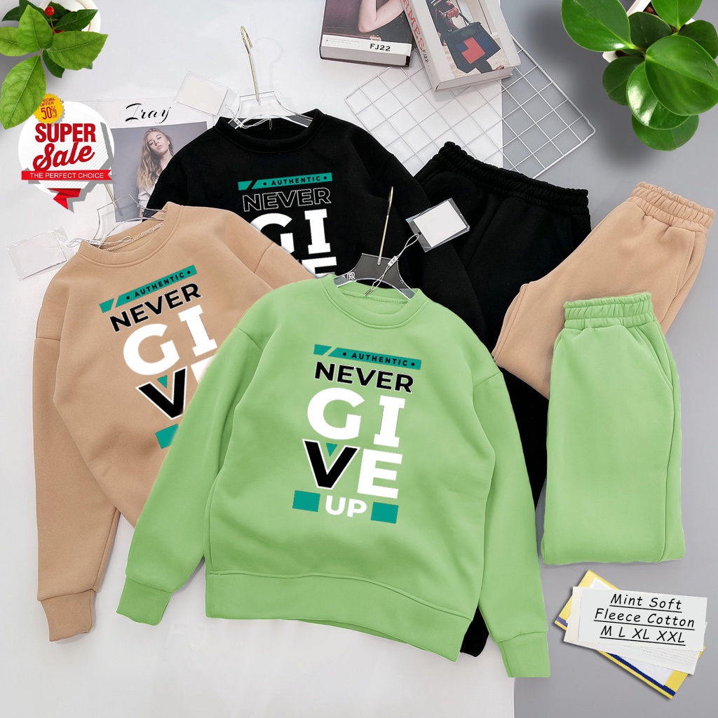 🅳🅵 Never Give Up Aesthetic Sweater Unisex | Dhea Fashion