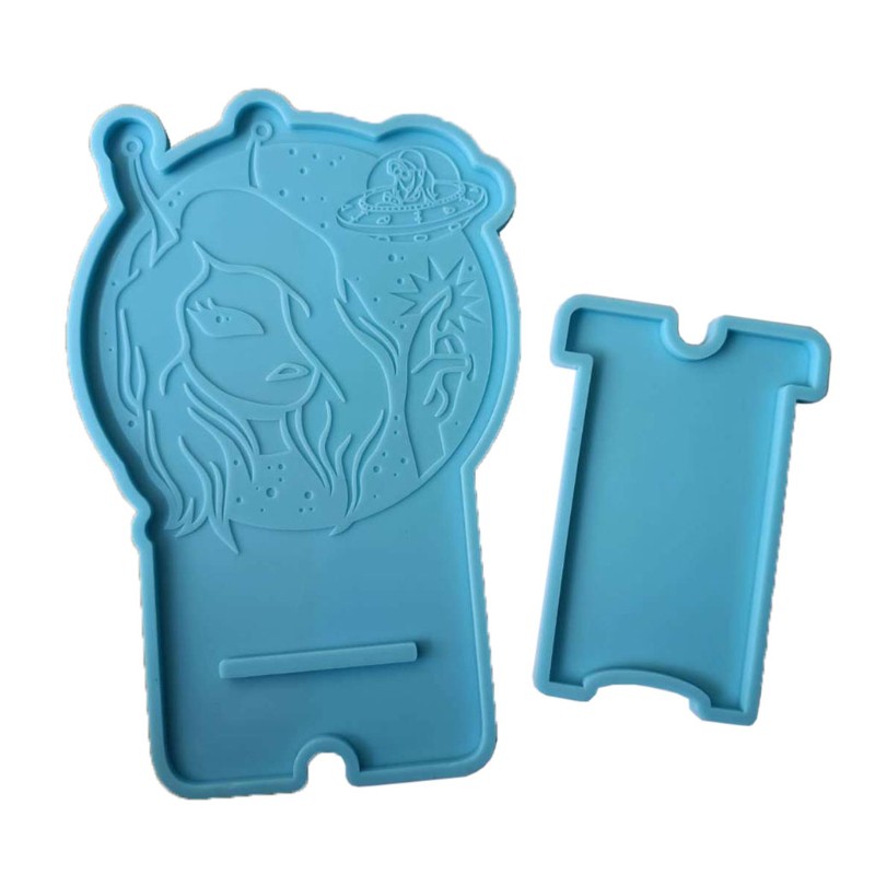 Glitter Handmade Cool Girl Mobile Phone Stand Silicone Resin Mold  Phone Holder Epoxy Resin Moulds Craft Cell Phone Bracket Mold