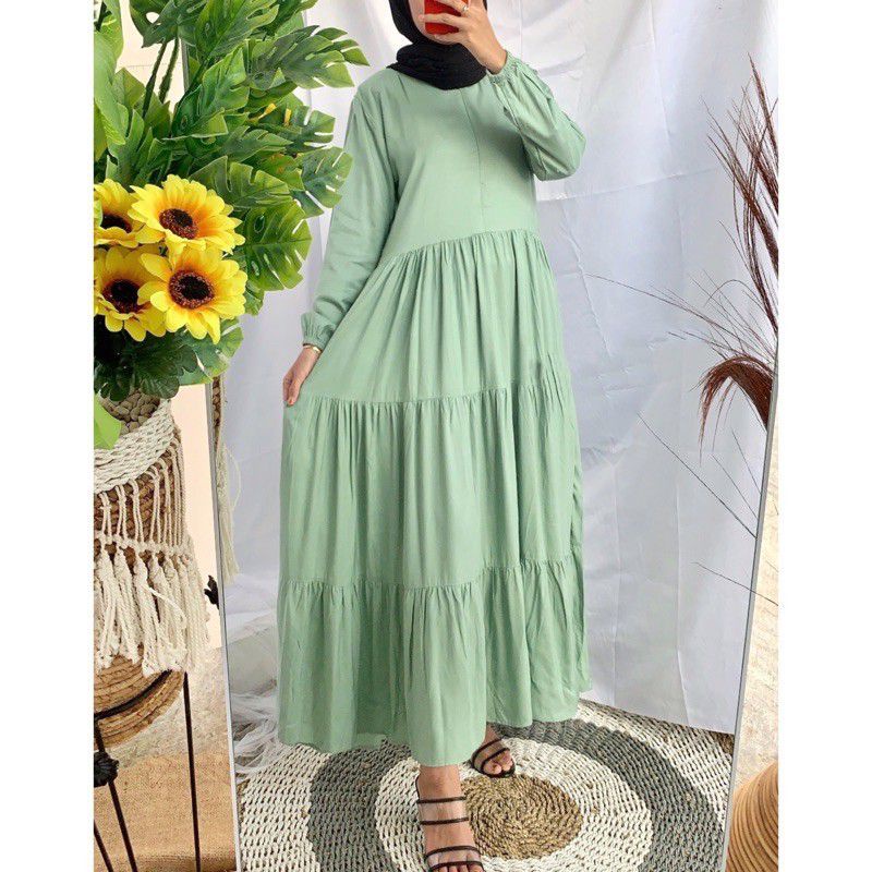 AMARA HOMEY DRESS MAXY / BASIC BASIKA HOMEY DRESS RAYON-Matcha