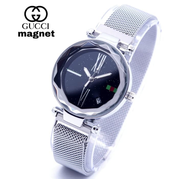 Jam Tangan Wanita Gucci Magnet Tanggal Rantai - Hitam