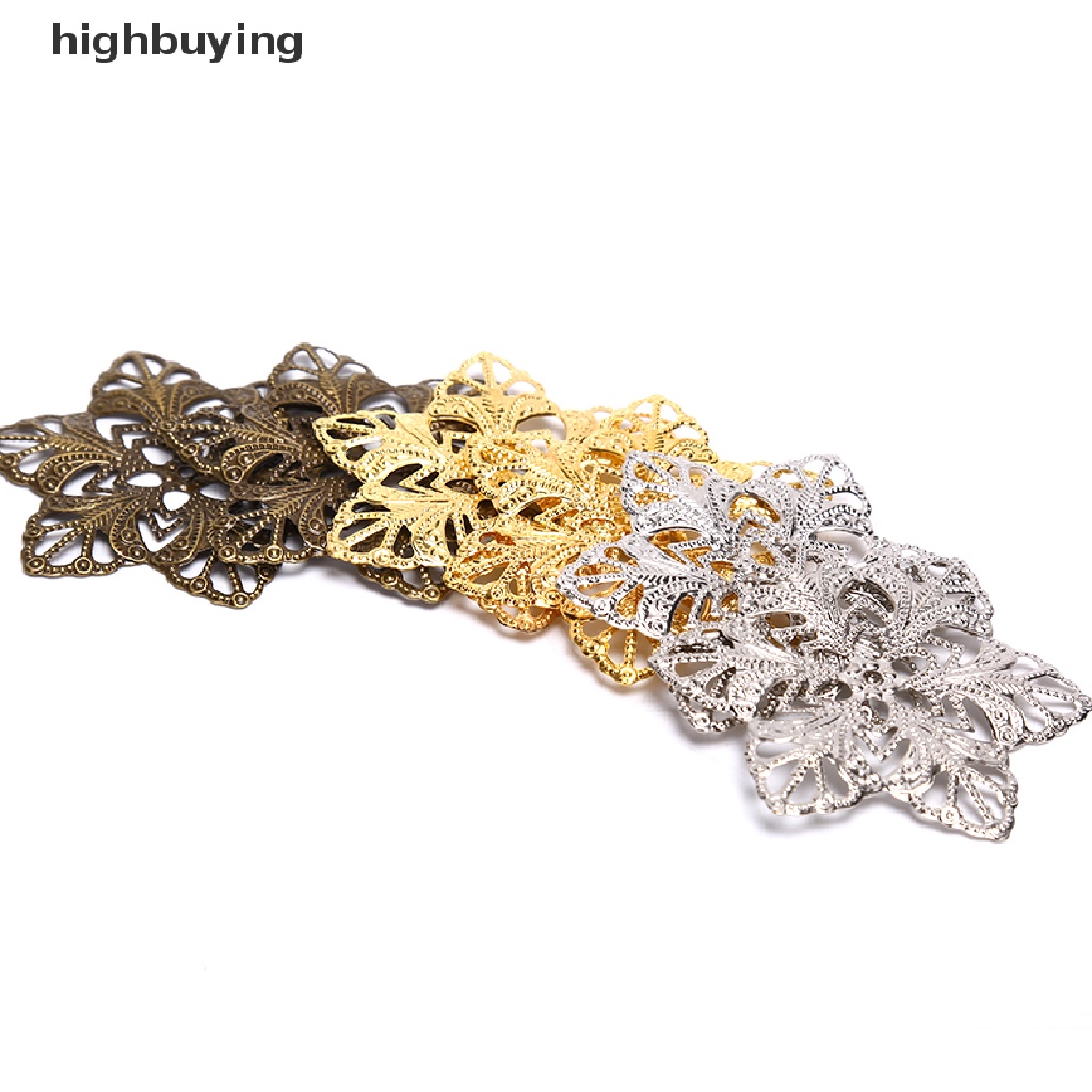 Hbid 10pcs Konektor Desain Bunga Filigree Bahan Metal Untuk Kerajinan Perhiasan DIY