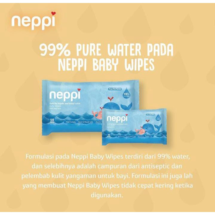 NEPPI baby wipes isi 50 ( BUY 1 GET 1 FREE) / TISSUE BASAH / TISSUE BAYI / paket bundle tisu / tisu bayi parfum / tisu bayi non parfum / non alkohol / murah/ sensitive skin