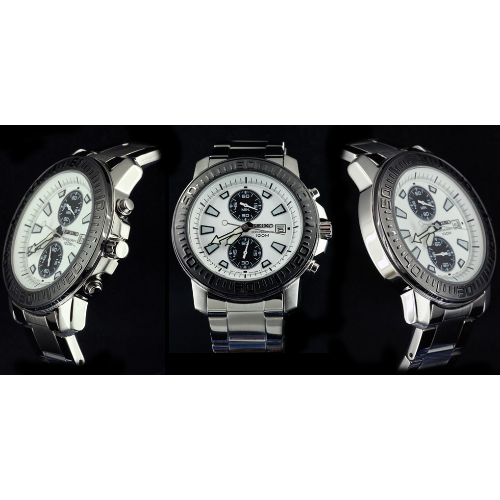 Seiko Marine Sports SNN201P1 Quartz Chrono White Dial | Jam Pria SNN201