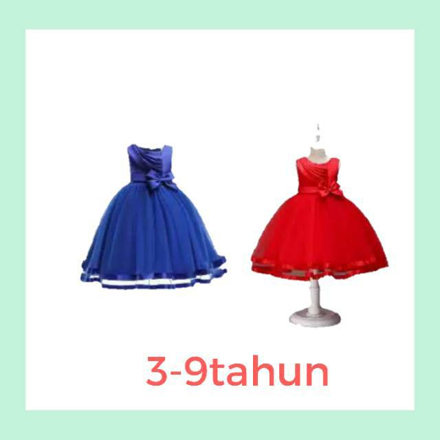 Baju Pesta Dress Anak Perempuan Import Biru Navy