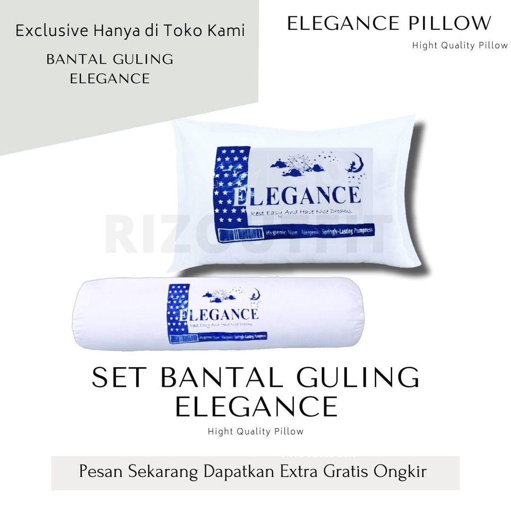 Paket bantal dan guling 1 set merk elegance - elegance pillow set - bantal guling dewasa set hotel