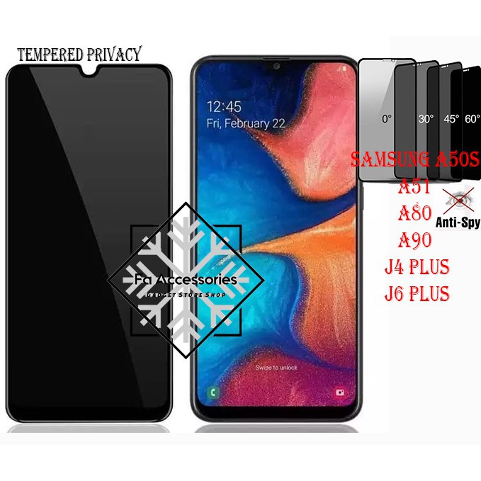 FA Tempered Glass Privacy Anti Spy Full Glue Samsung a50s a51 A71 a80 a90 A6 A8 A6PLUS A8PLUS j4 j6 J8 plus J4PLUS J6 PLUS