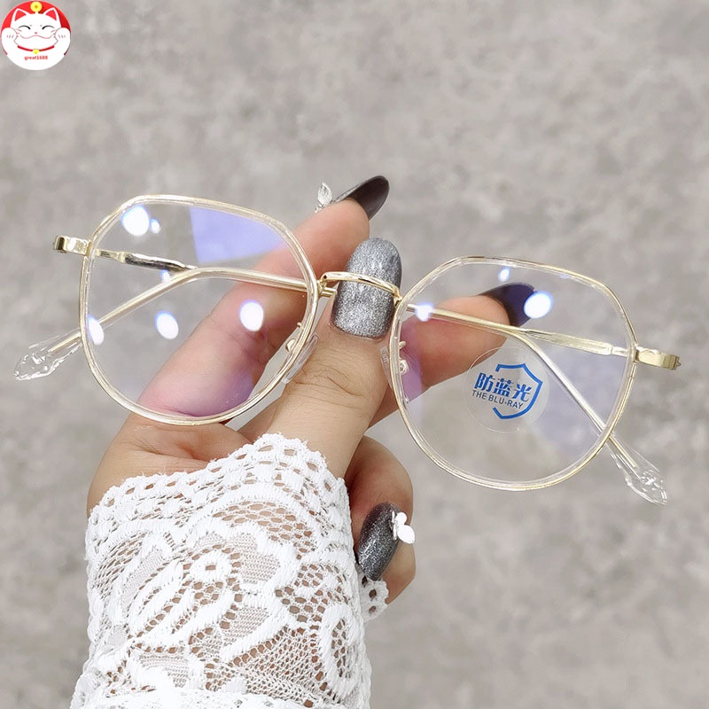 Kacamata Anti Blue Light Bingkai Logam Kacamata Lensa Rangka Transparan Retro Vintage Metal Frame Eyeglasses Kacamata Fashion