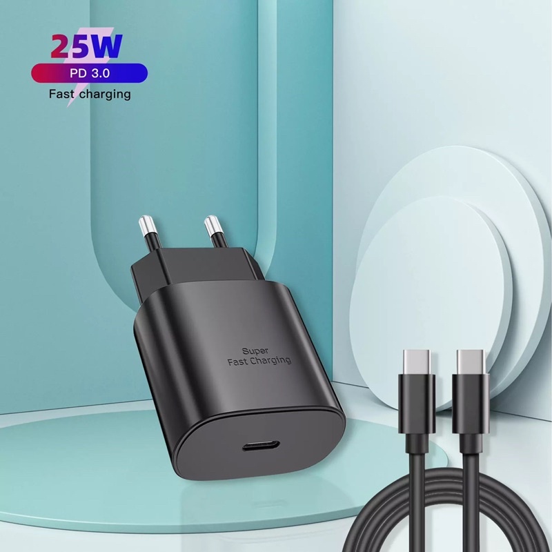 Casan - Adaptor - Travel Charger Samsung Note 20 25w Fast Charging Usb Tipe-C Kualitas 100% Packingan Import