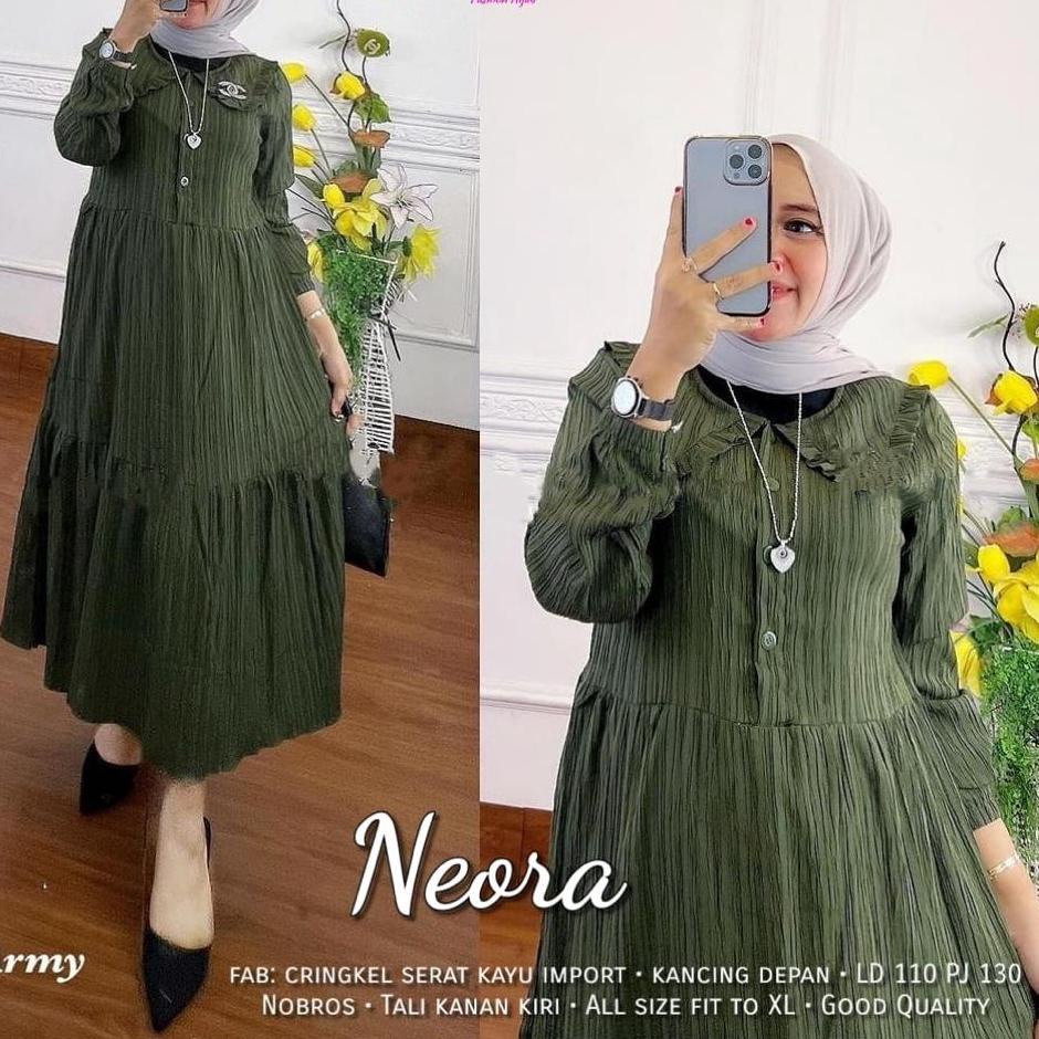 Top Produk.. NEORA DRESS - GAMIS JUMBO L XL XXL XXXL LD 100 110 120 130 - GAMIS POLOS BUSUI CRINKLE 