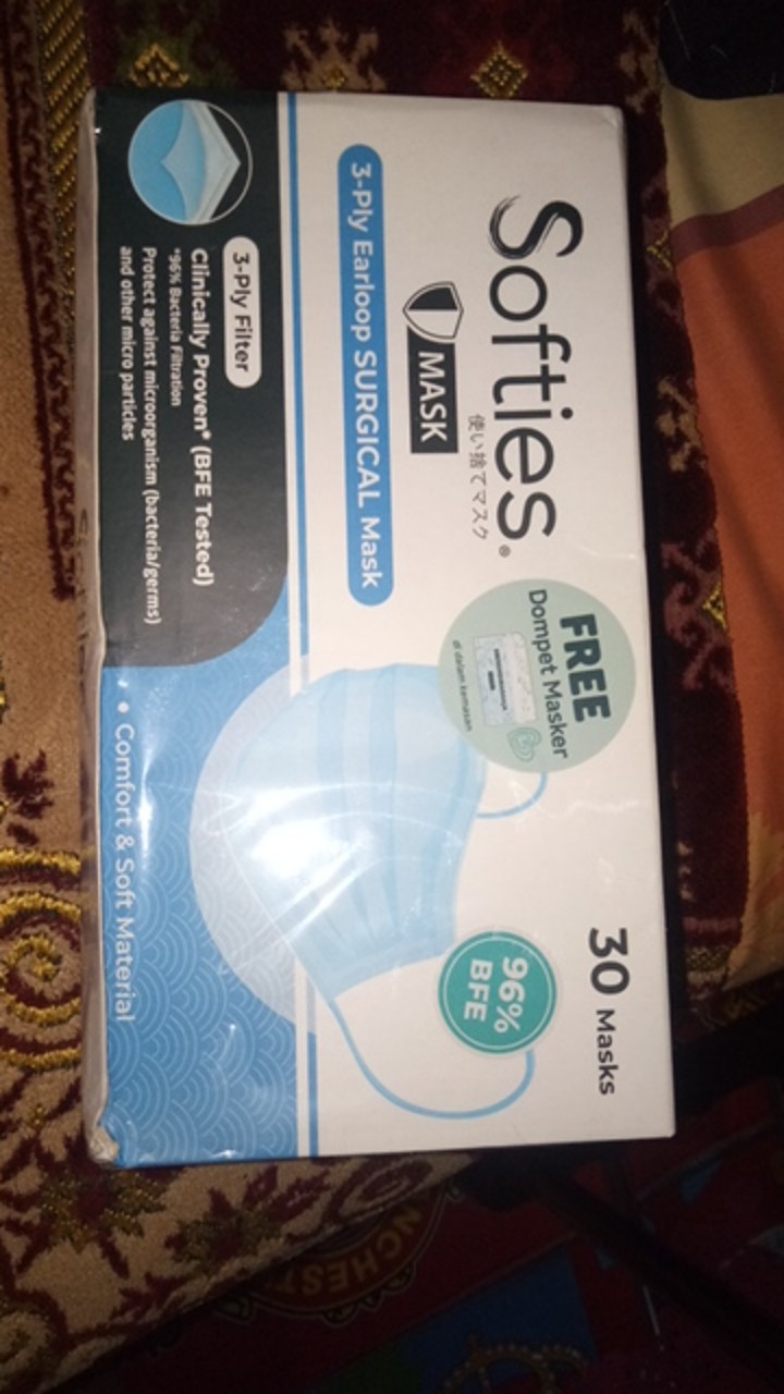 Masker Softies Daily Surgical Medis 30 Mask Polos Motif Hijab Headloop Anak Batik Parang Japanese