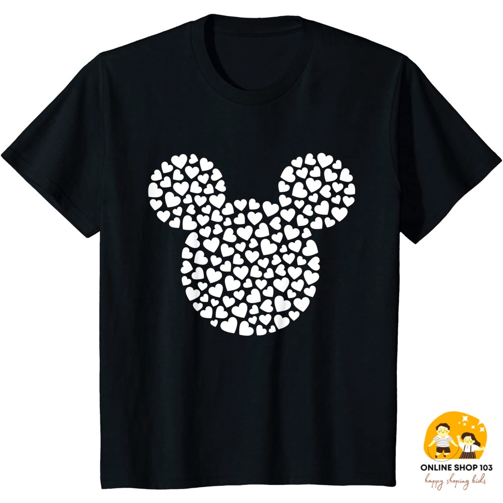Baju Anak Disney Mickey Mouse Icon Filled with Hearts T-Shirt Kaos Anak Pakaian anak Fashion Bayi Fa