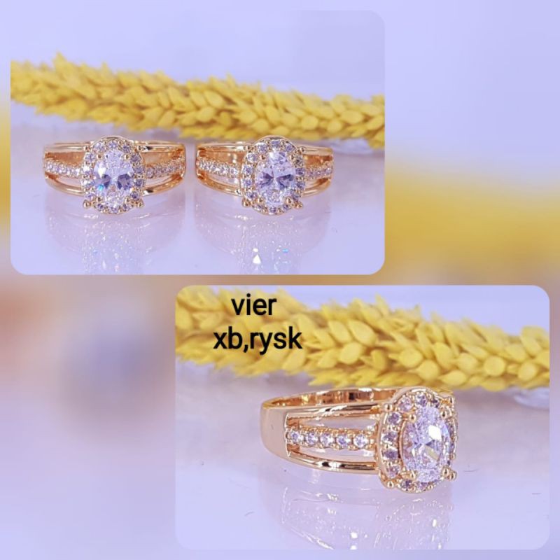 Cincin vier lapis mas 18,22k,ada logo vier didalam cincin ,mata diamond (hidup)kilau,awet,tahan lama