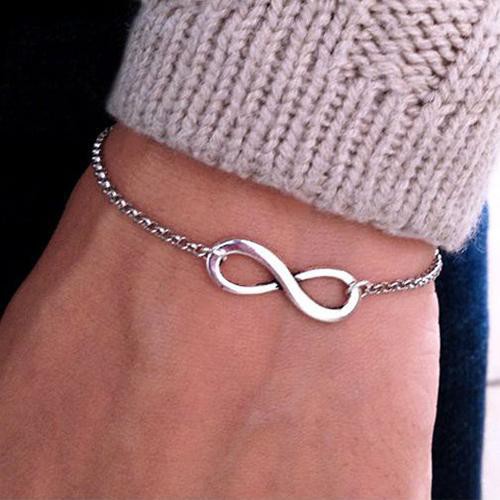 OW Gelang Rantai Liontin Simbol Infinity Bahan Metal Adjustable