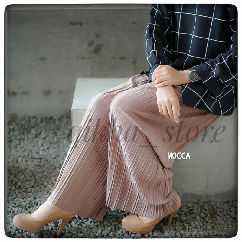 CELANA KULOT PLISKET IMPORT JUMBO MUAT S-M-L-XL-XXL-Mocha