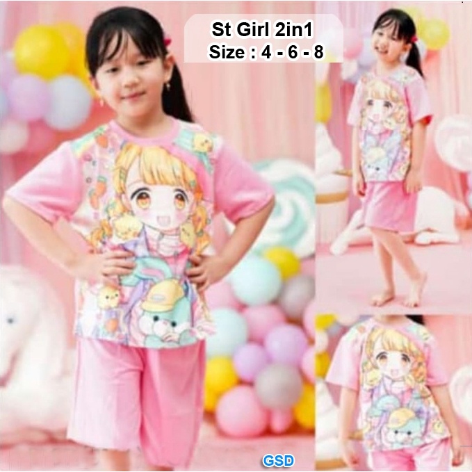 Set Girl 2in1/Fashion Anak 4 Thn Sampai 6 Thn/ Baju Setelan Bayi Murah/Set Anak Import