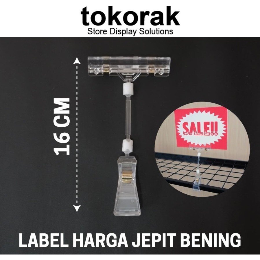 JEPIT HARGA BENING 16 CM PER 5 PCS  PENJEPIT ACRYLIC PRICE TAG DISPLAY