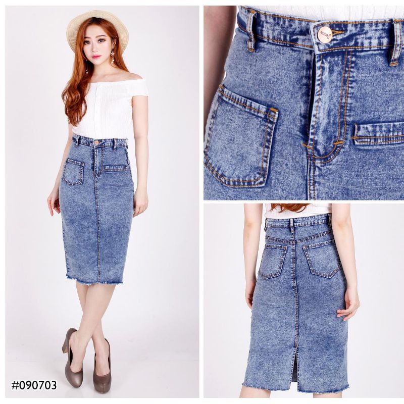 Rok jeans wanita 7/8 / Rok jeans rawis wanita / bisa cod