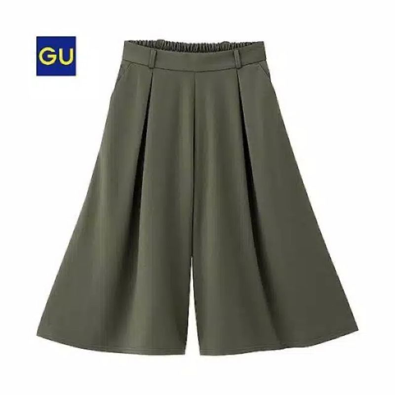 GU Gaucho Kulot Pants by UN*QLO-Olive Green