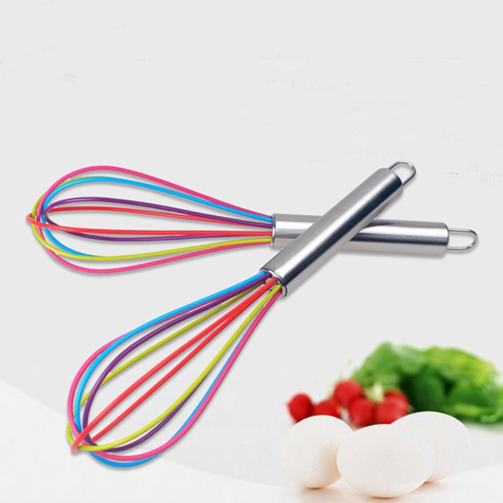 Colorful Stainless Steel Egg Whisk Kitchen Mixer Balloon Wire Egg Beater