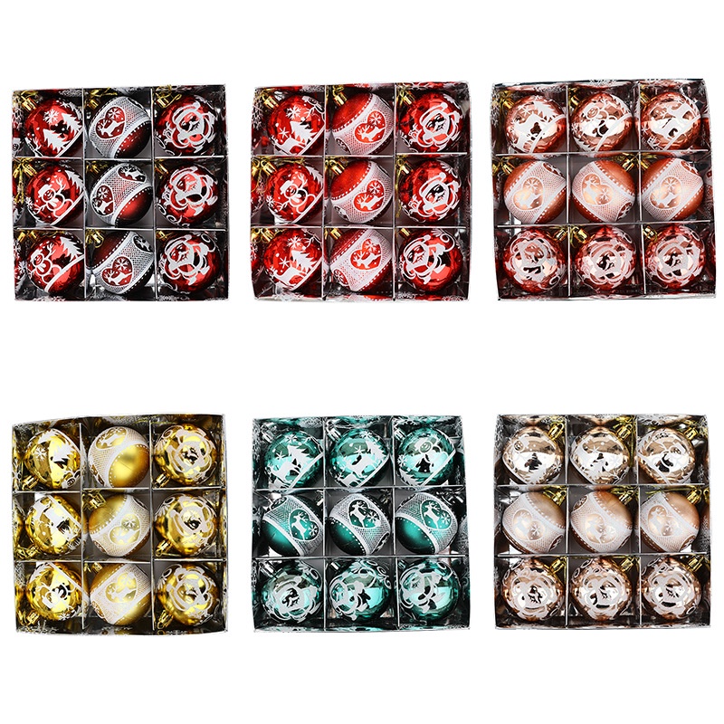 9 Pcs Liontin Bola Bulat Motif Lukisan Tangan Ukuran 6cm Untuk Dekorasi Pohon Natal Tahun Baru 2023