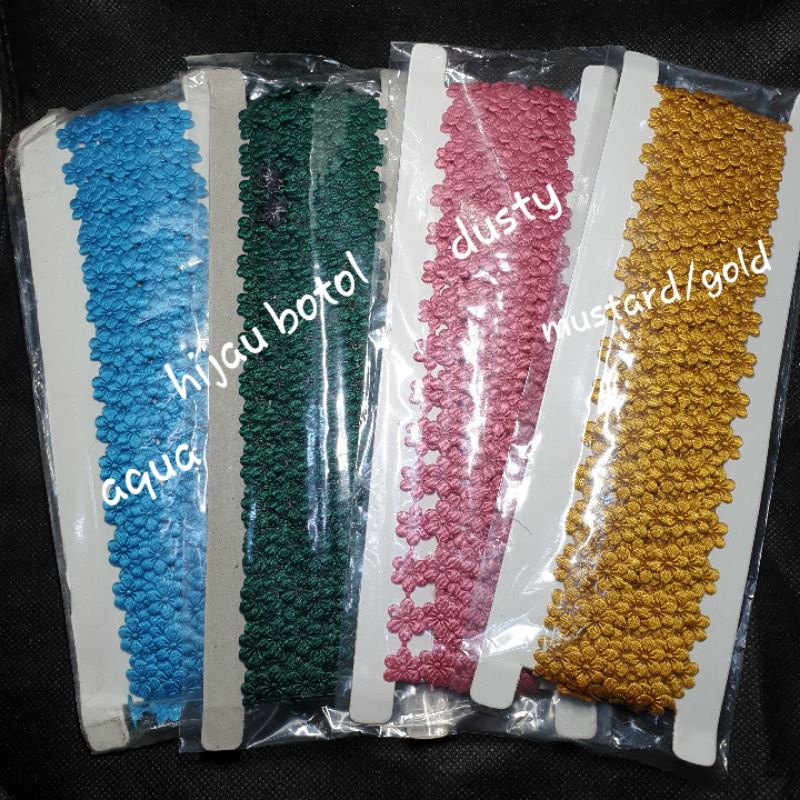 Renda Jasmine/ Melati Saten Kecil /1 cm/ 10 yard= 9 m