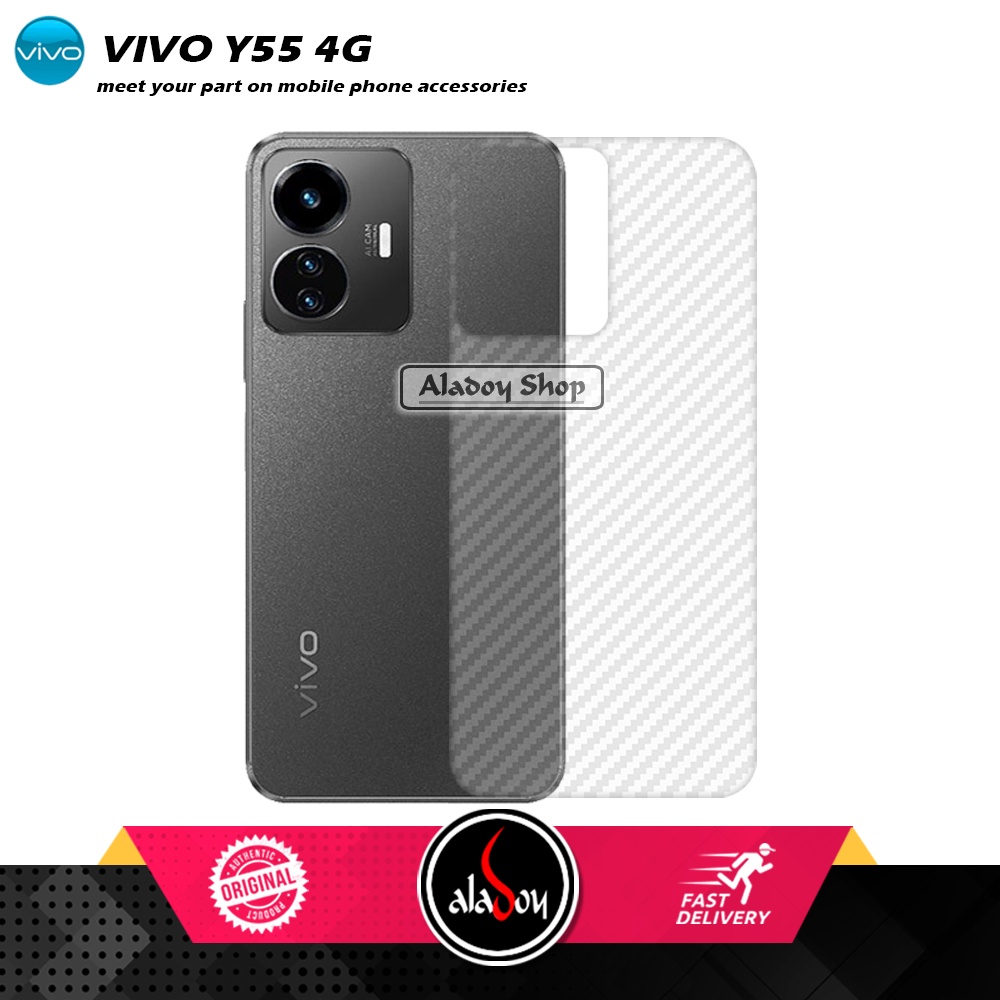 PAKET 2 IN 1 Tempered Glass Layar Vivo Y55 4G+ Skin Carbon Film 3D